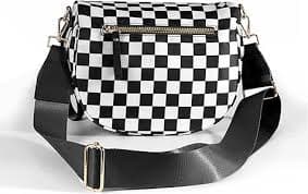 Checkered Crossbody Bag for Women，Spacious Nylon Bum Bag Checkered Handbags Wallets Oversized Slouchy Bag (Beige Check): Handbags: Amazon.com