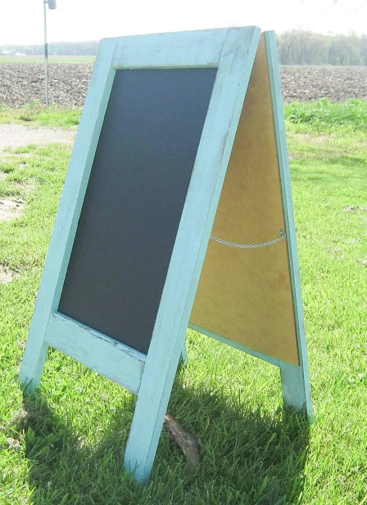 Stylish Portable Light Turquoise Sidewalk Easel Chalkboard
