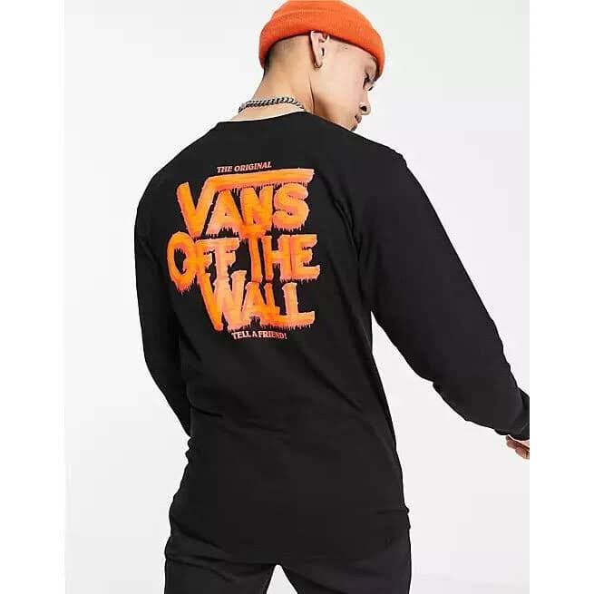 Vans Oversized Throwback Long Sleeve T-SHIRT (Black) Men Black, Size L