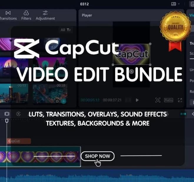 CapCut Ultimate Editing Bundle - Overlays, Transitions, LUTs and SFX for TikTok, Reels and YouTube