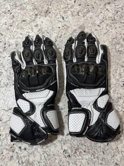 Sedici Leather Motorcycle Gloves Black And White Size Xxl Knuckle