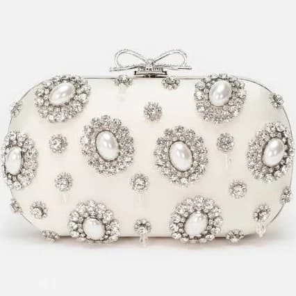 Self Portrait Women's Crystal-Embellished Satin Clutch