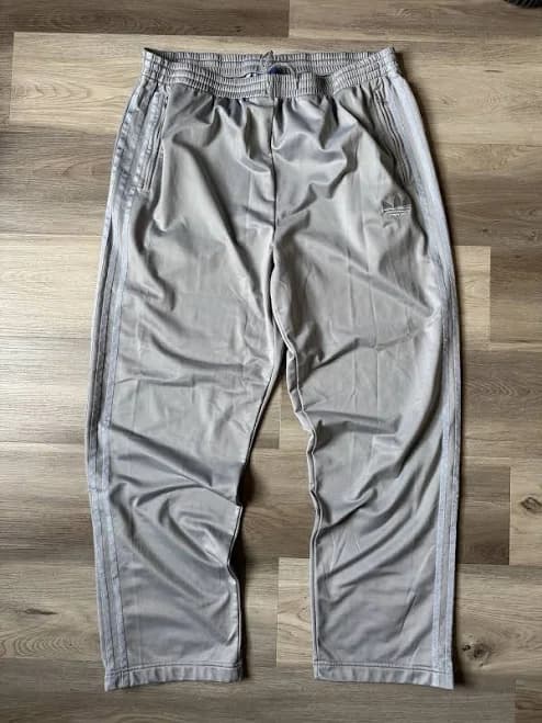 Vintage Y2k Adidas Baggy Track Pants Wide Leg Gray Stripe Trefoil Mens