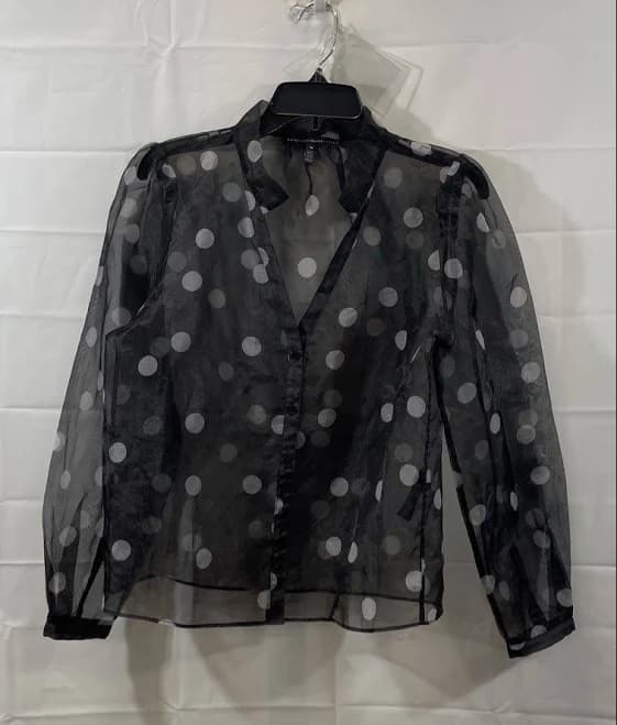 White House Black Market Tops White House Black Market Size M Sheer Classy Organza Polka Dot Blouse