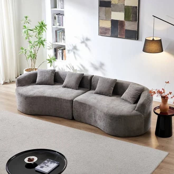 11102" Curved Chenille Sectional Sofa