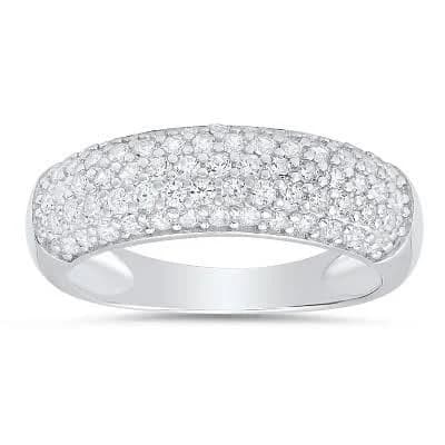 Kylie Harper Women's Sterling Silver Pave CZ Band Ring
