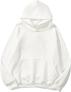 Women Solid Basic Fleece Letter Loose Hoodie Sweatshirt Long Sleeve Kangaroo Pocket Drop Shoulder Pullovers Top