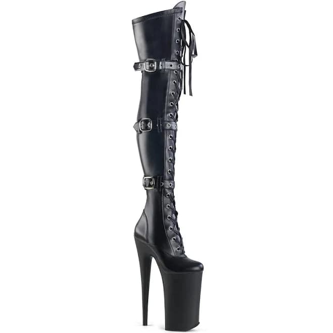 BEYOND-3028 10" Lace-Up Front Thigh High Boots