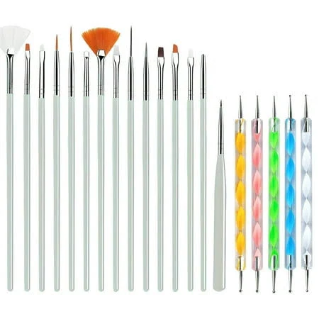 Jacobsparts 20-Piece Professional Nail Art Brushes Set