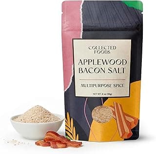 Collected Foods Premium Applewood Smoked Bacon Salt Seasoning – All-Natural, Gluten-Free, Non-GMO, Flavored Salt for Chicken, Steak, Eggs, Vegetables, Soups & More – 2oz