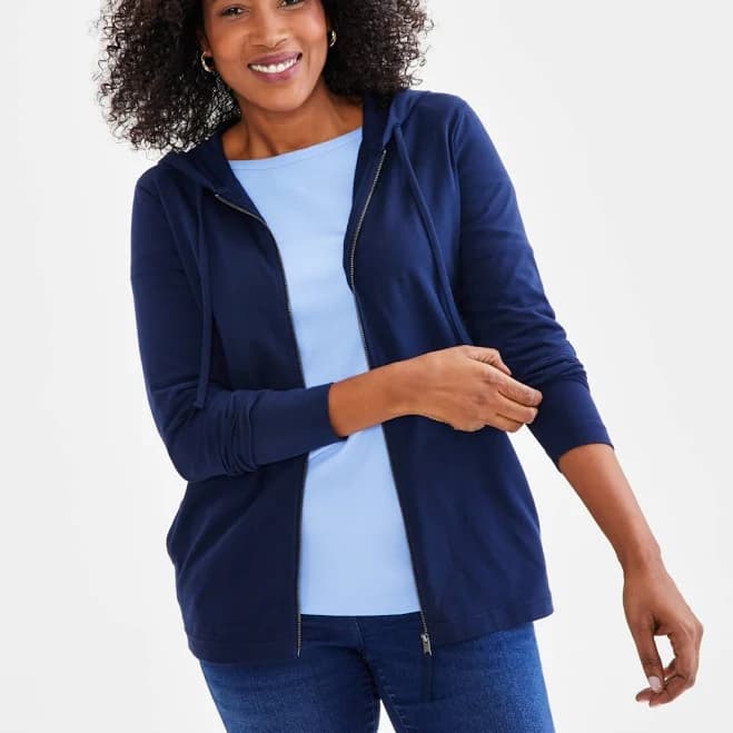 Style & Co. Women's Zip-Front Hooded Sweatshirt