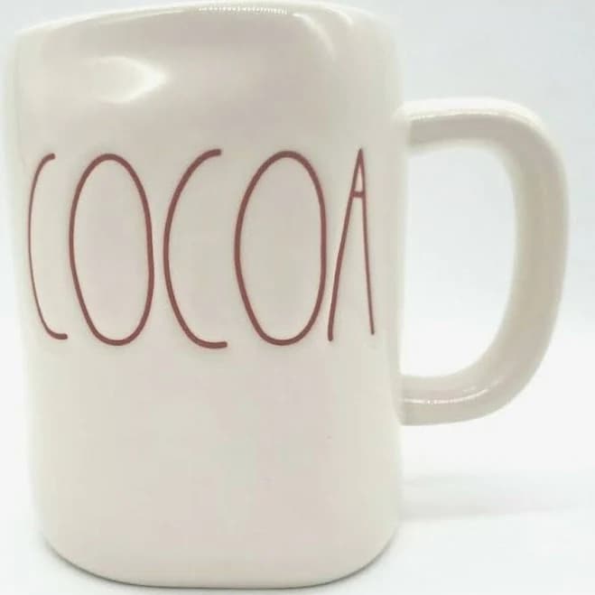 Rae Dunn Dining | Rae Dunn Cocoa White With Red Letters Coffee Mug | Color: White | Size: Os | Elliotsam258's Closet