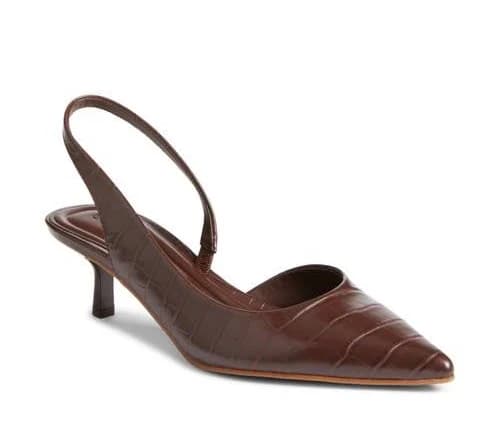 Open Edit Corina Slingback Half D'Orsay Pointed Toe Kitten Heel Pump