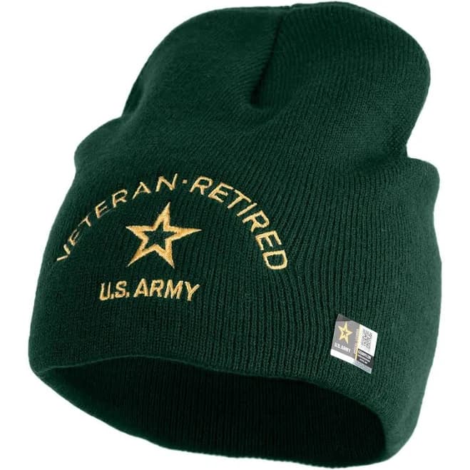 Star US Army Veteran Retired Symbol Embroidered Knitted Beanie