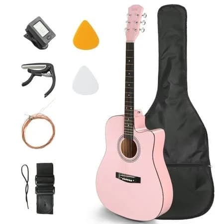 Glarry 41in Beginner Cutaway Acoustic Guitar Starter Kit with Bag