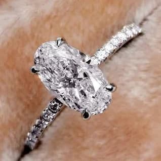 14K White Gold Elongated Oval Cut Diamond Engagement Ring