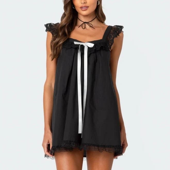 Edikted Women's Rayne Lacey Babydoll Mini Dress
