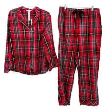 New Victoria's Secret Women's PJ's Red Green Flannel Plaid Pajama Set Small