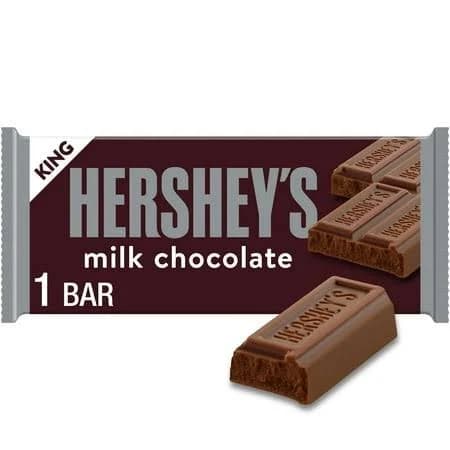 Hershey's Milk Chocolate King Size Candy, Bar 2.6 oz, Brown