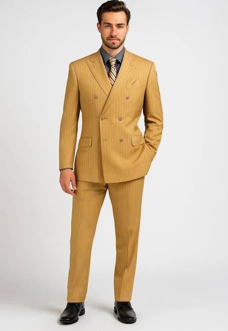 Modern Vintage Men's Double-Breasted Pinstripe Suit