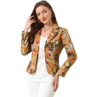 Inspire Chic Women's Notched Lapel Open Front Plaid Blazer