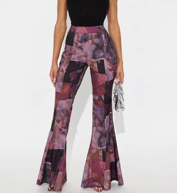 Fashion Nova Winnie Abstract Floral Flare Pants