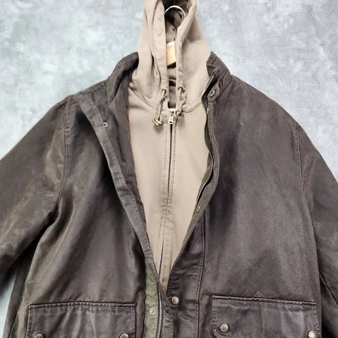 Columbia Distressed Brown Faux Leather Jacket Mens Medium Zip Out
