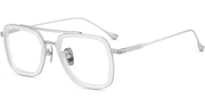 Firmoo Clear Silver Aviator Prescription Glasses Titanium Frame Gentle18
