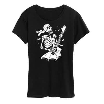 Women's Skeleton Guitar Graphic T-Shirt