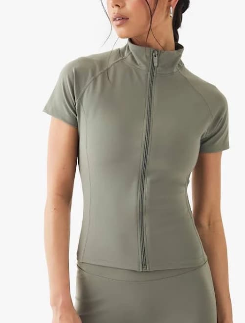 DSGN Studio Women's Ultra Sculpt Zip Through Short Sleeve Top