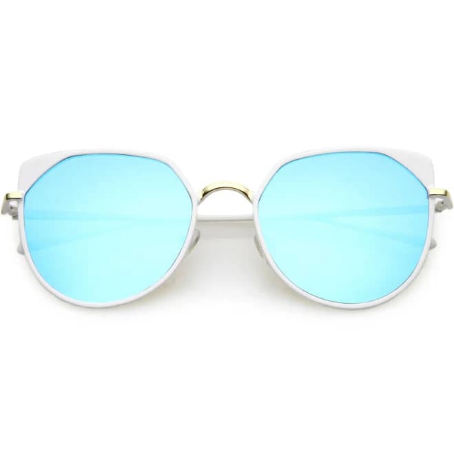 Cat Eye Mirrored Metal Sunglasses