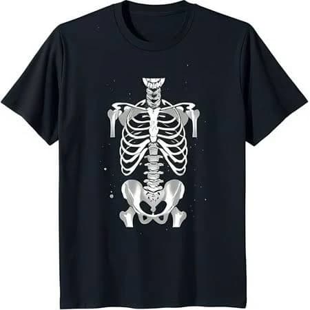 JUNFPRINTEE Minimalist Skeleton Graphic T-Shirt