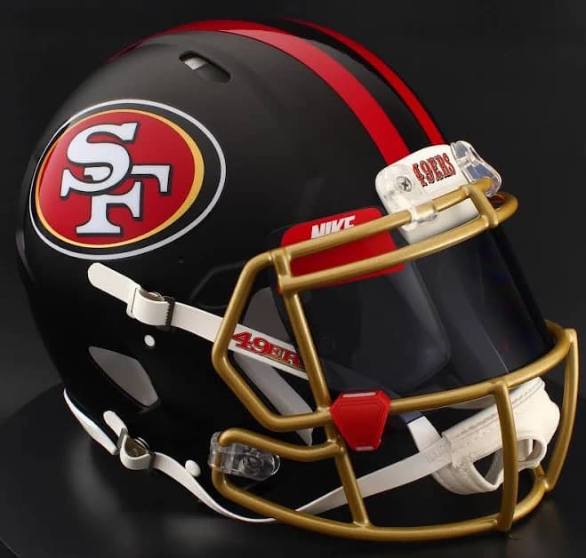 San Francisco 49ers NFL Riddell Speed Full Size Replica Football Helmet with Customizable Visor!