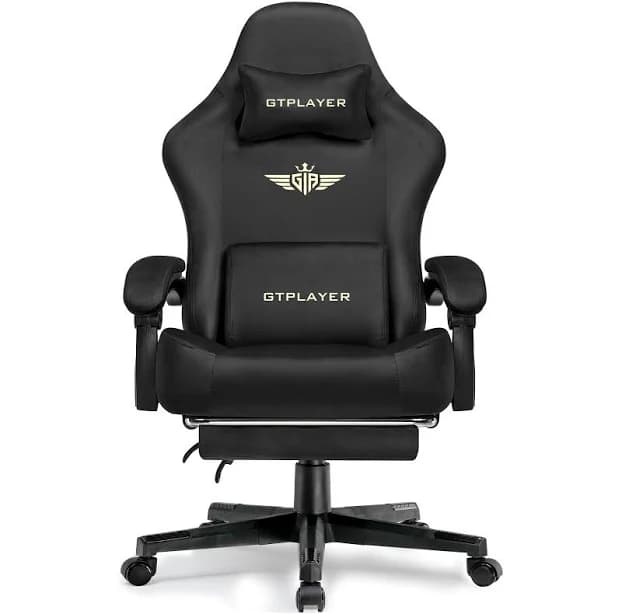 GTPlayer - Gaming Chair Fabric with Pocket Spring Cushion High Back Computer Chair - Black