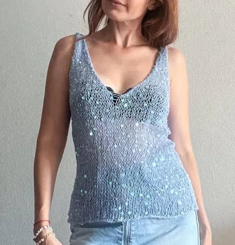 Sequin Knit Boho Crop Top