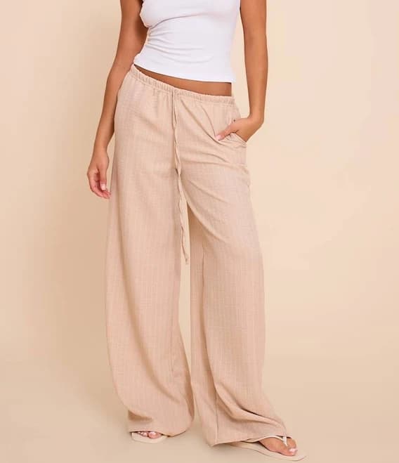 Women's Lightweight Striped Drawstring Woven Pants