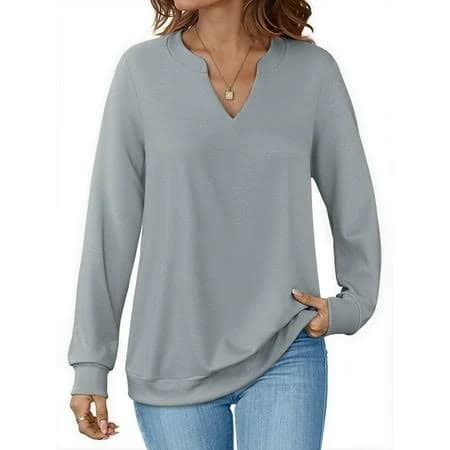 Fantaslook Women's Casual V-Neck Long Sleeve Pullover Sweatshirt