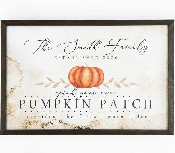 Personalized Fall Family Farm Pumpkin Sign