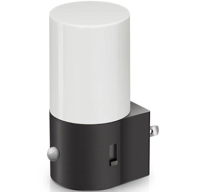Briignite 6-Pack Plug-in Black Cylinder Motion-Sensing Night Light