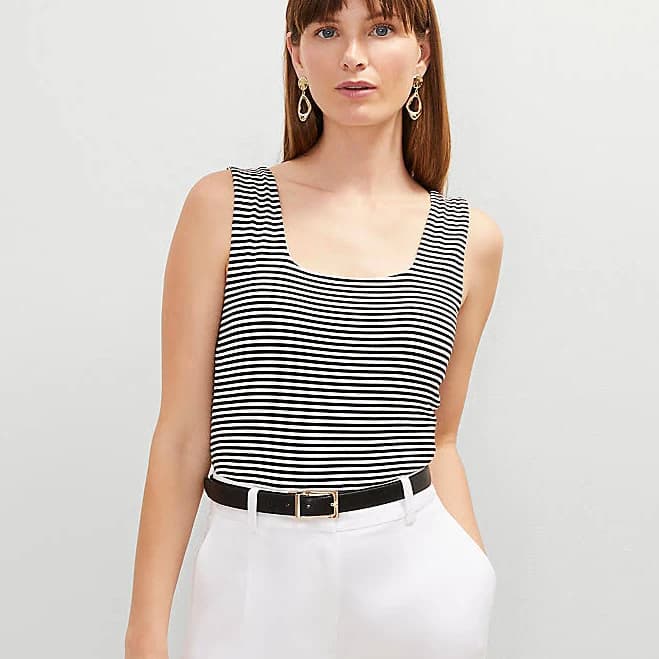Ann Taylor Women's Striped Square Neck Tank Top