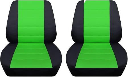 Fits 1972 International Scout II Front Low Back Seat Covers Black Lime Green | Breathable | Polycotton | Left