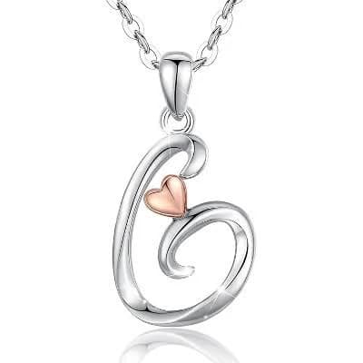 SmallRig 925 Sterling Silver Initial Necklace with Rose