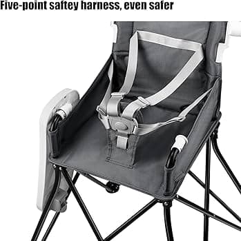 Amazon.com : PandaEar Portable High Chair for Babies and Toddlers, Foldable HighChair with Tray, Baby Travel Dining Chair for Indoor & Outdoor (Grey with Canopy) : Baby