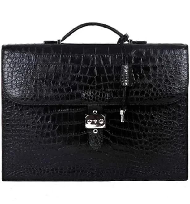 Rossie Viren Men's Crocodile Leather Briefcase
