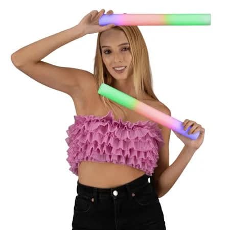 PartyGlowz 16" LED Glow Foam Sticks 100 Pack