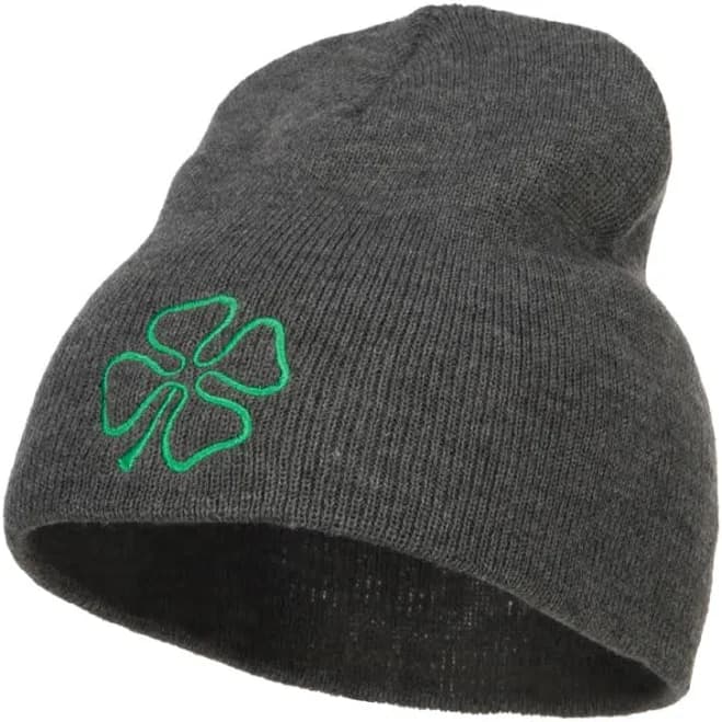Irish Clover Embroidered Short Beanie