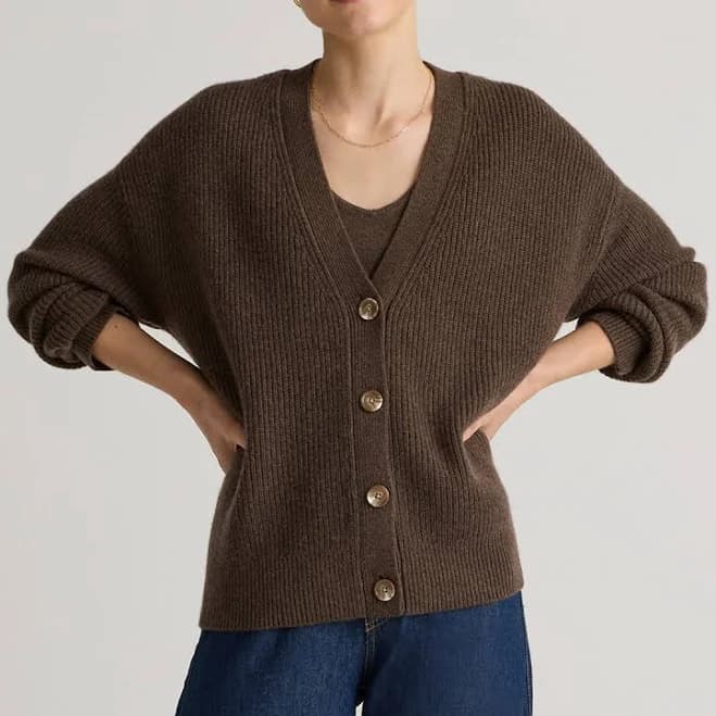 Quince Mongolian Cashmere Fisherman Cropped Cardigan