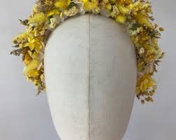 Dried Yellow Flower Crown: Boho Wedding Headpiece - Etsy UK