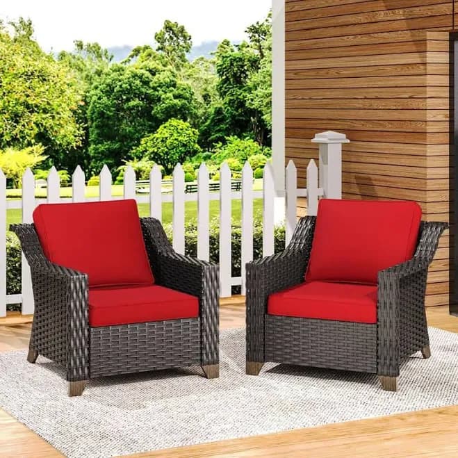JOYSIDE Patio Wicker Outdoor Lounge Chair with Thick Cushions