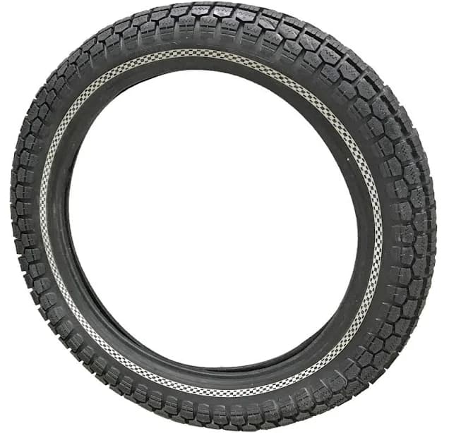 Million Checkered Sports Whitewall Motorcycle Tire 3.00-16, 2.50-18, 2.75-18, 3.00-18, 3.25-18, 3.50-18, and 3.50-19